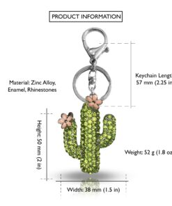 Cactus Rhinestone Bling Bag Charm