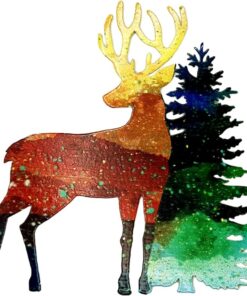 Deer w/ Pine – Colorful Metal Refrigerator Magnet